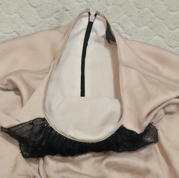 The Limited Pink & Black Colorblock Lace Pleated Bib Office Dress, Size 2 - Picture 6 of 10